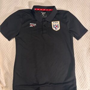 Reebok Black Kids Polo with FPF Crest and Contrast Trim